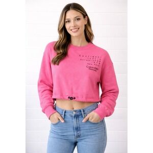 Calvin Klein Performance Cropped Sweat Pullover‎ Womens Pink Medium Athleisure